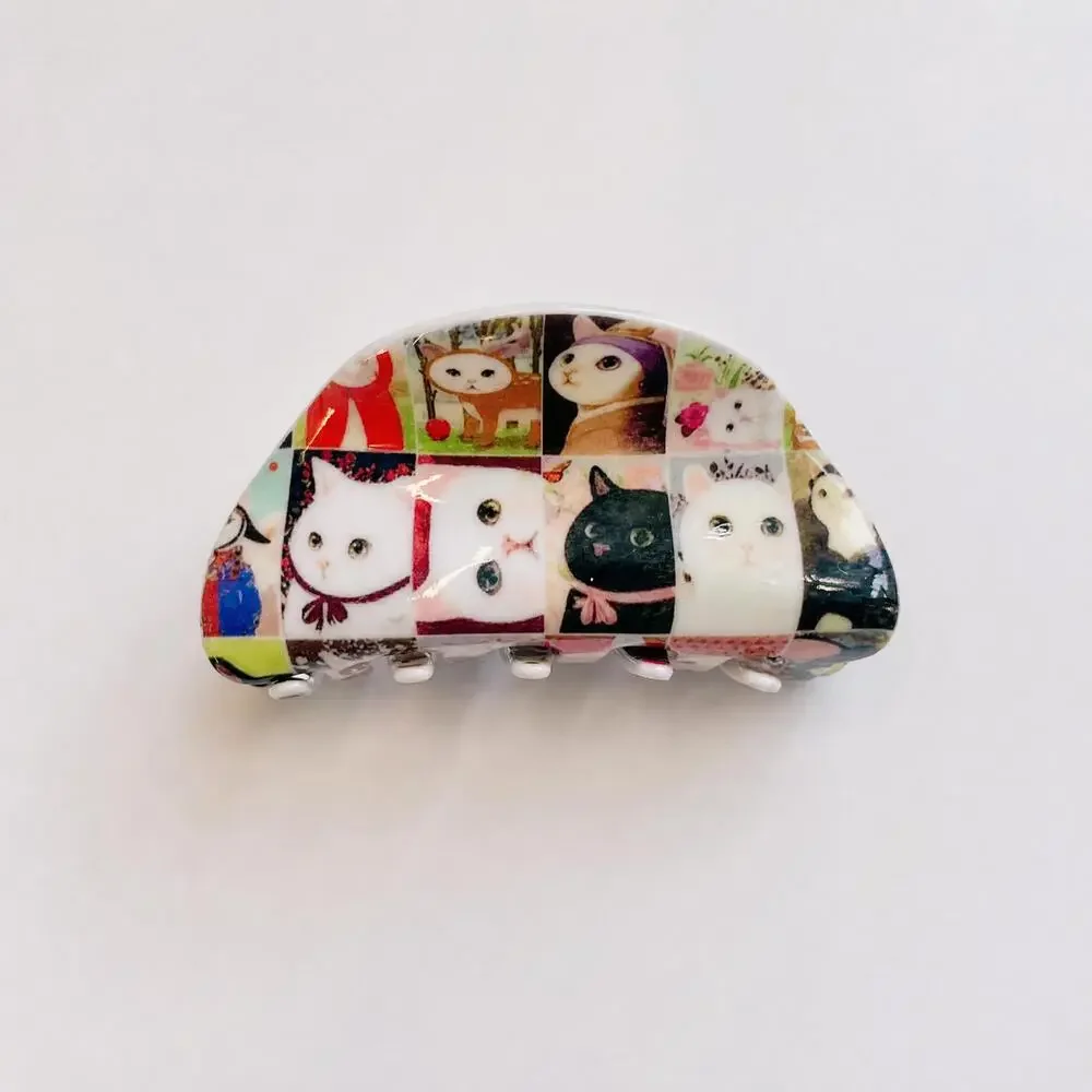 Cat Collage Hair Claw Clip NWT